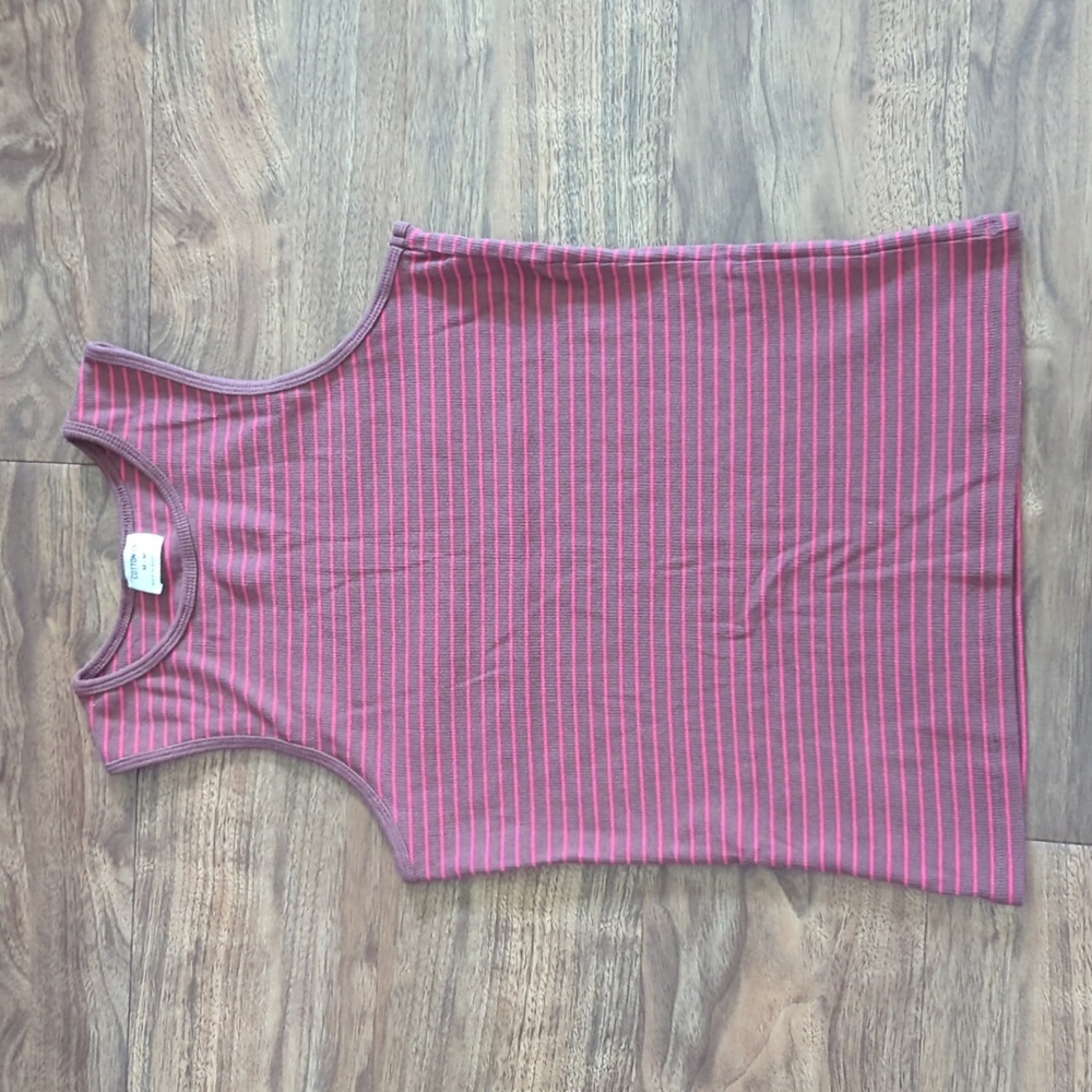 Cotton On Pink and Brown Ribbed Tank Top